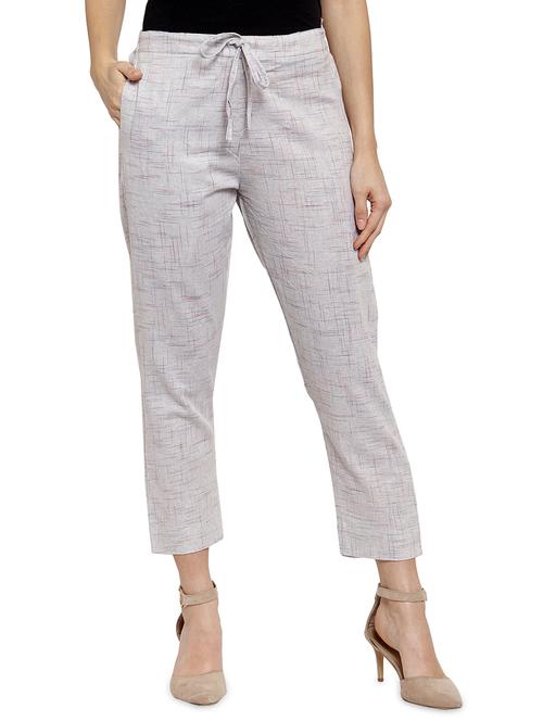 self design flat front cigarette pants - 17060636 -  Standard Image - 0