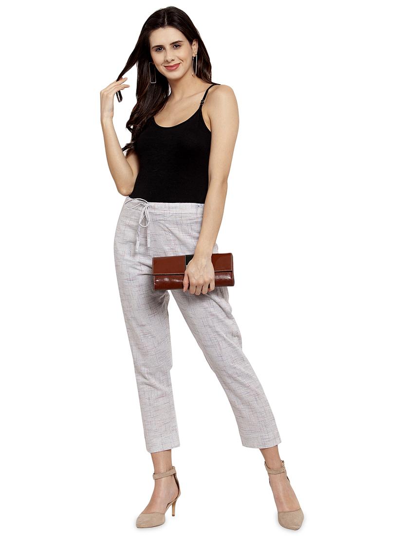 self design flat front cigarette pants - 17060636 - Standard Image - 3