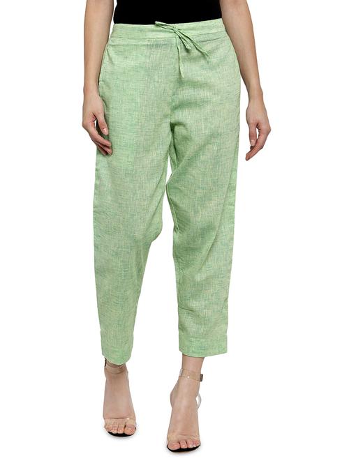 self design flat front cigarette pants - 17060640 -  Standard Image - 0