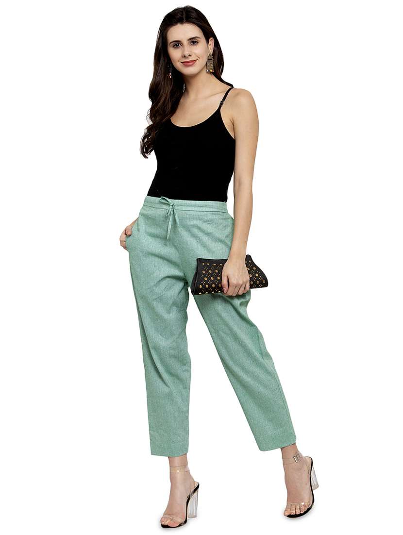solid flat front cigarette pants - 17060642 - Standard Image - 3