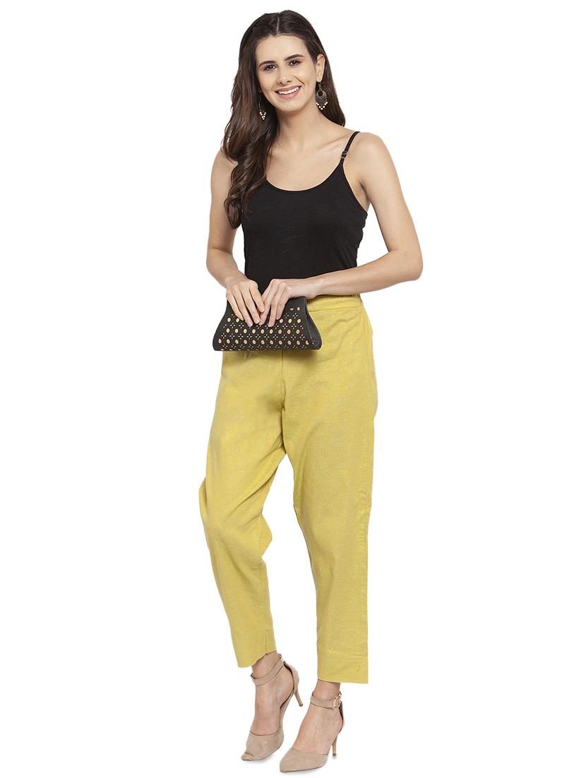 women solids calf length tailored pants - 17060965 - Standard Image - 3