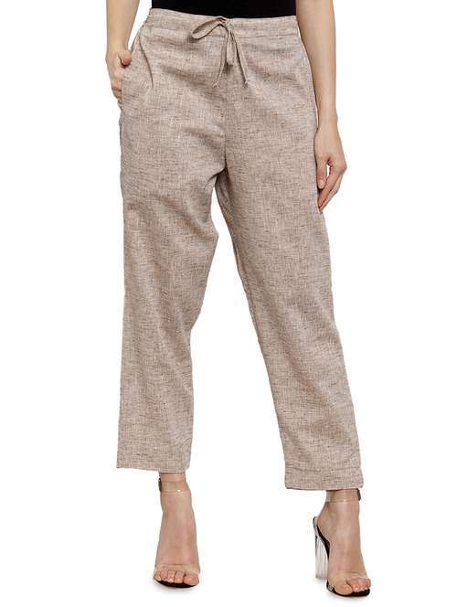 women self design calf length tailored pants - 17060966 - Standard Image - 0