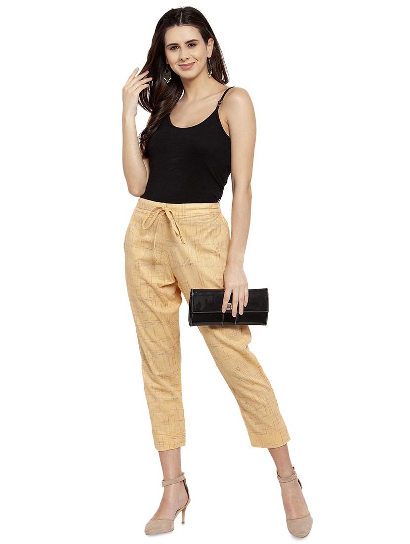 women self deisgn calf length tailored pants - 17060969 - Standard Image - 3