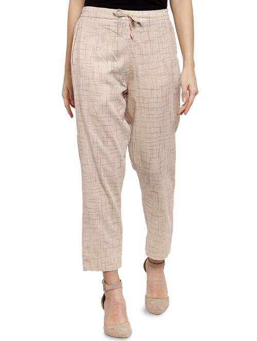 women self design calf length tailored pants - 17060970 - Standard Image - 0