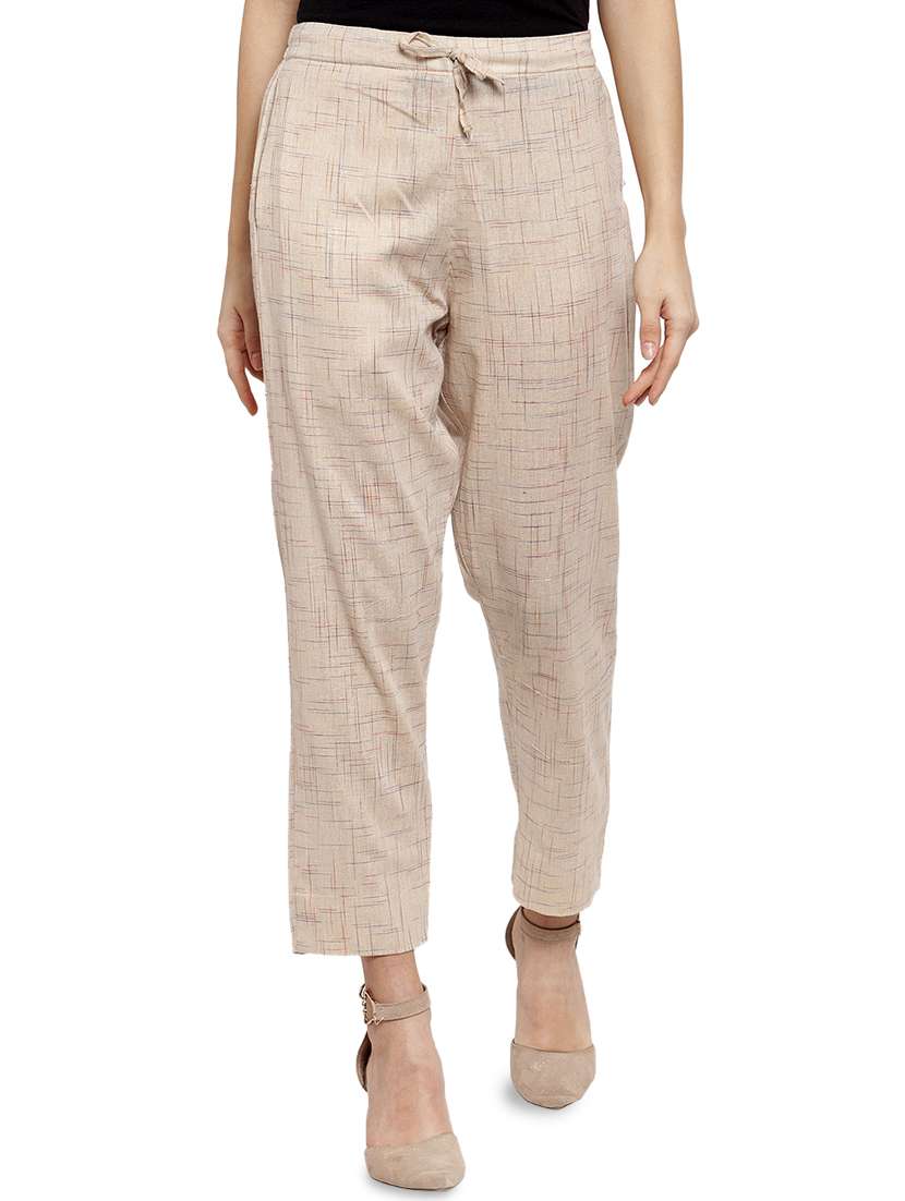 women self design calf length tailored pants - 17060970 - Zoom Image - 0