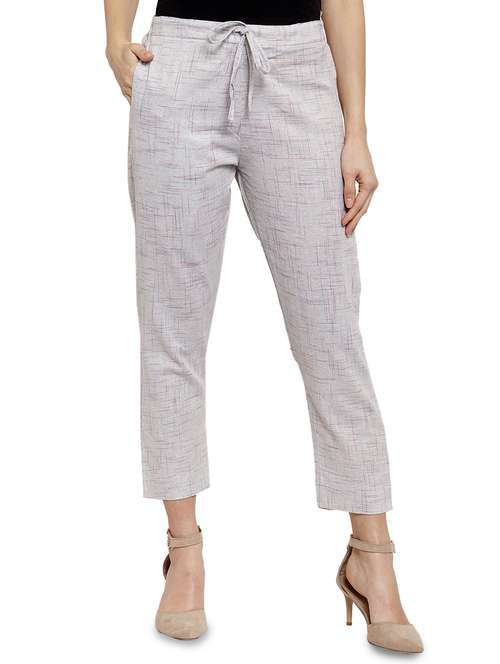 women self design calf length tailored pants - 17060973 - Standard Image - 0