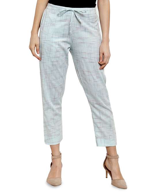 women self design calf length tailored pants - 17060975 -  Standard Image - 0