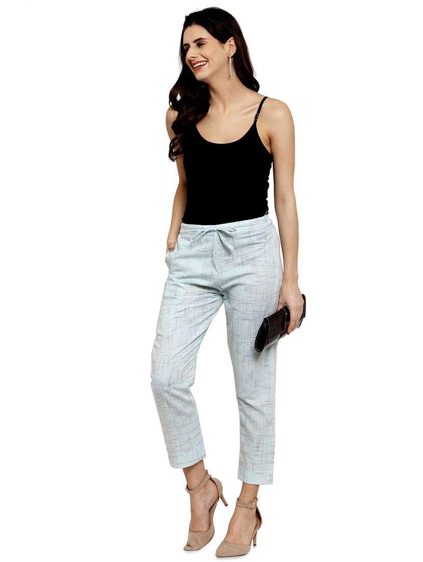 women self design calf length tailored pants - 17060975 -  Standard Image - 3