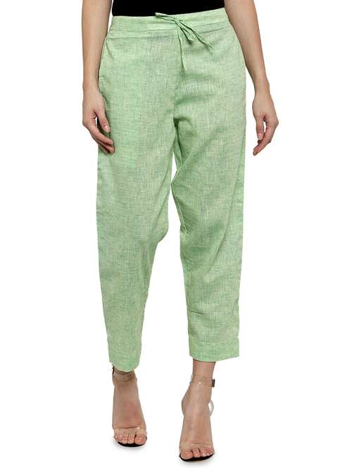 women self design calf length tailored pants - 17060977 - Standard Image - 0