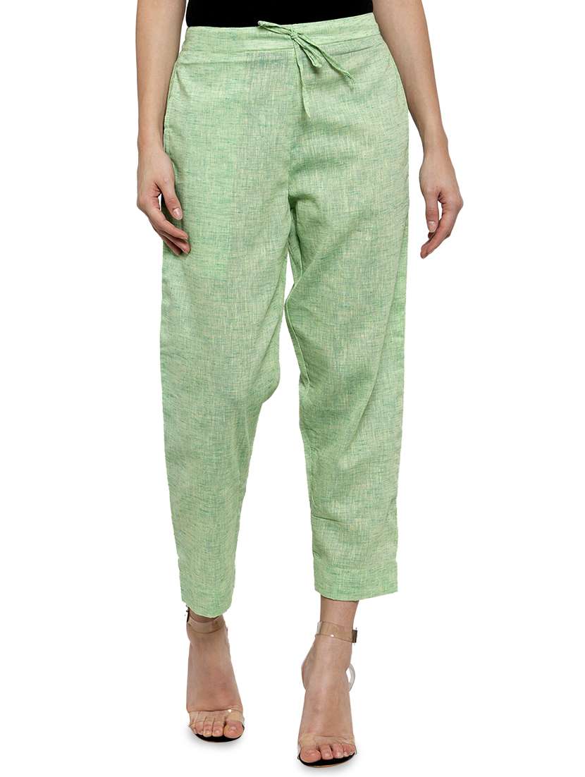 women self design calf length tailored pants - 17060977 - Zoom Image - 0