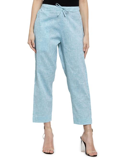 women self design calf length tailored pants - 17060978 - Standard Image - 0