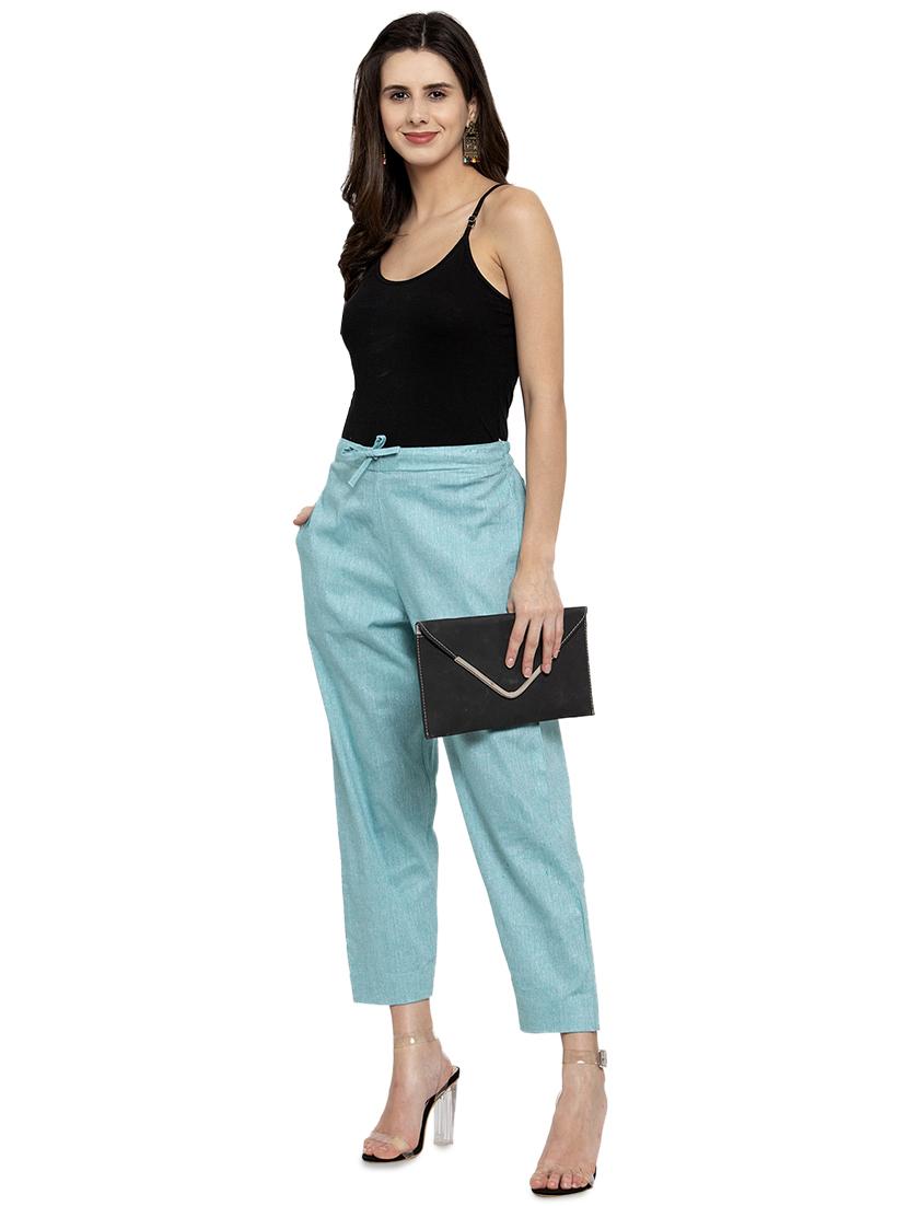 drawstring waist flat front trouser - 17060980 - Standard Image - 3