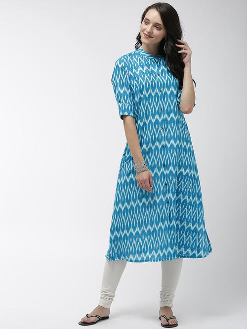 ikat straight kurta - 17061224 - Standard Image - 0