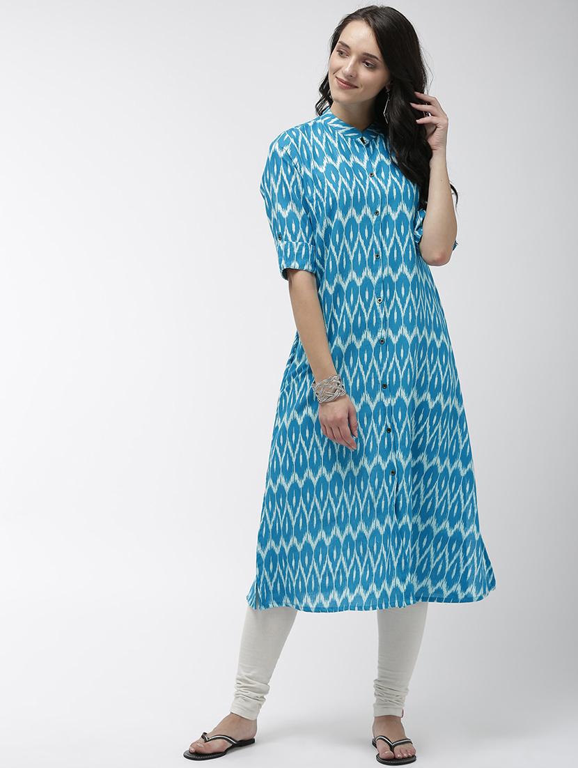 ikat straight kurta - 17061224 - Zoom Image - 0