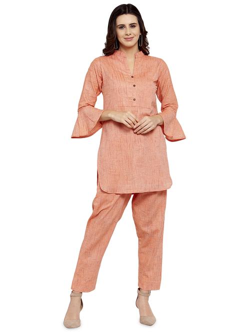 women solid bell sleeve ethnic co ord set - 17062100 -  Standard Image - 0
