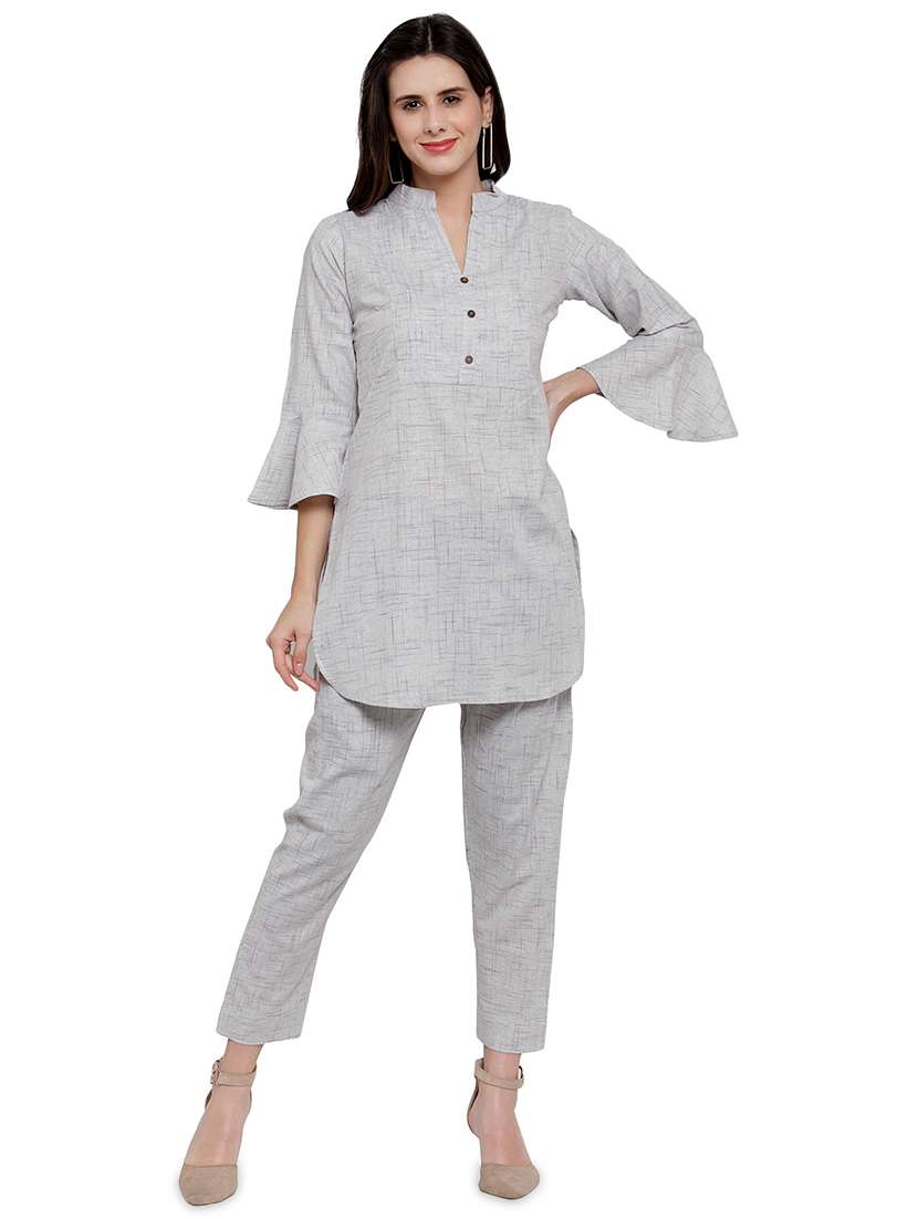 solid kurta pant set
