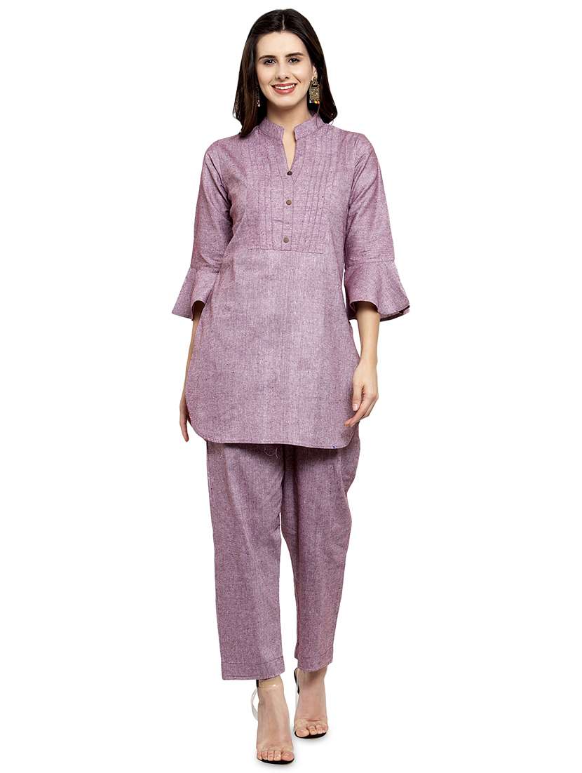 women solid bell sleeve ethnic co-ord set - 17062108 -  Zoom Image - 0