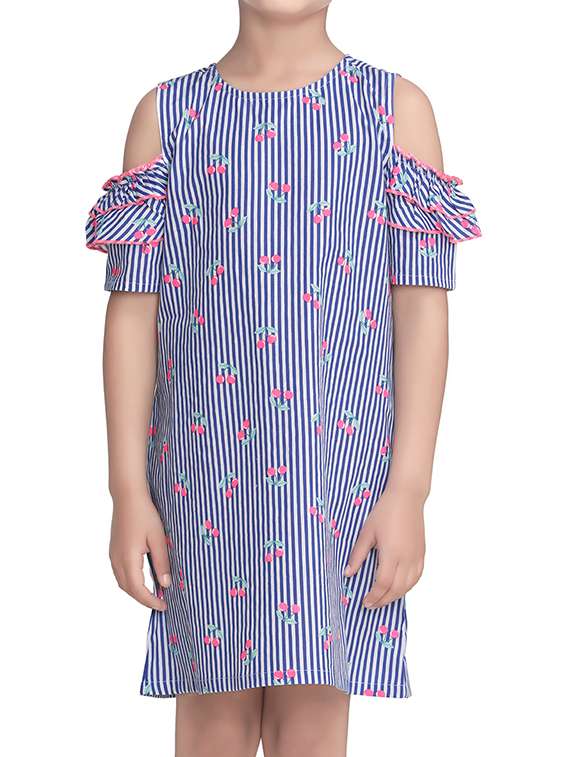girls round neck cold shoulder frock - 17063864 -  Standard Image - 3