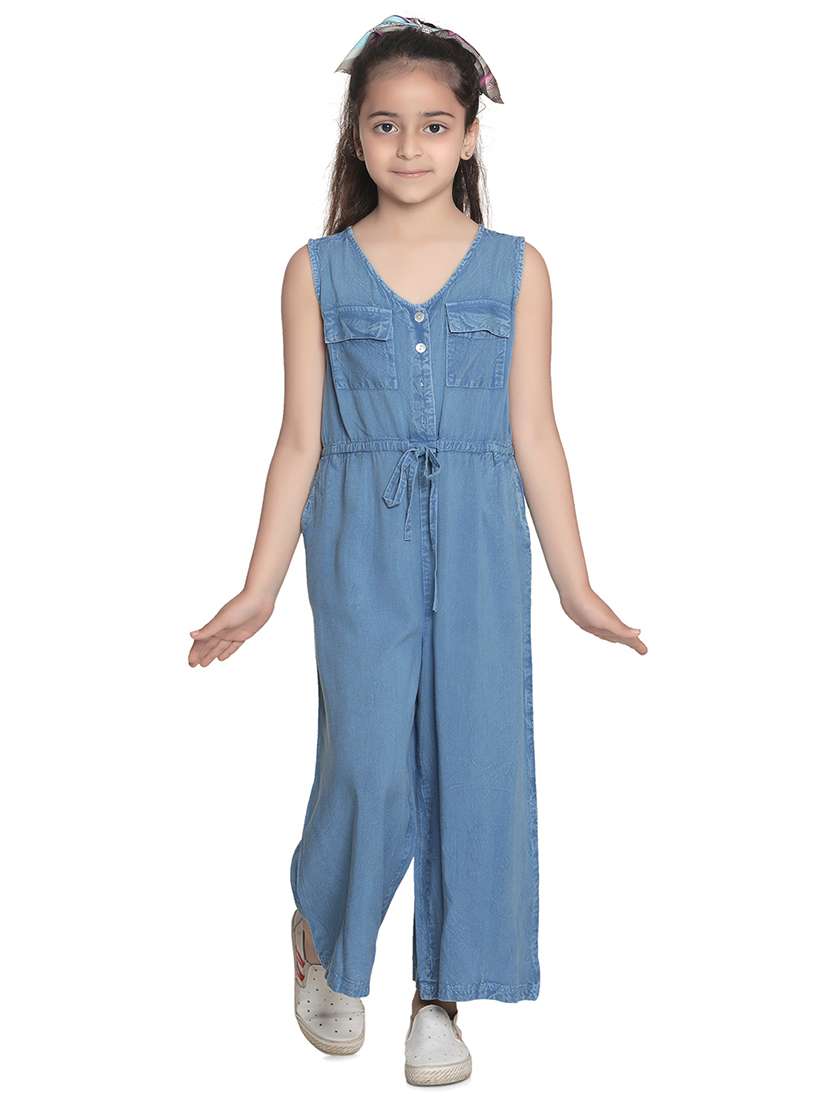 blue rayon full length jumpsuit twin sets & jump suit