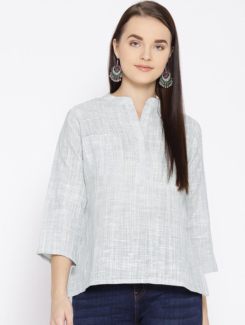 mandarin neck self tunic - 17064396 - Zoom Image - 0