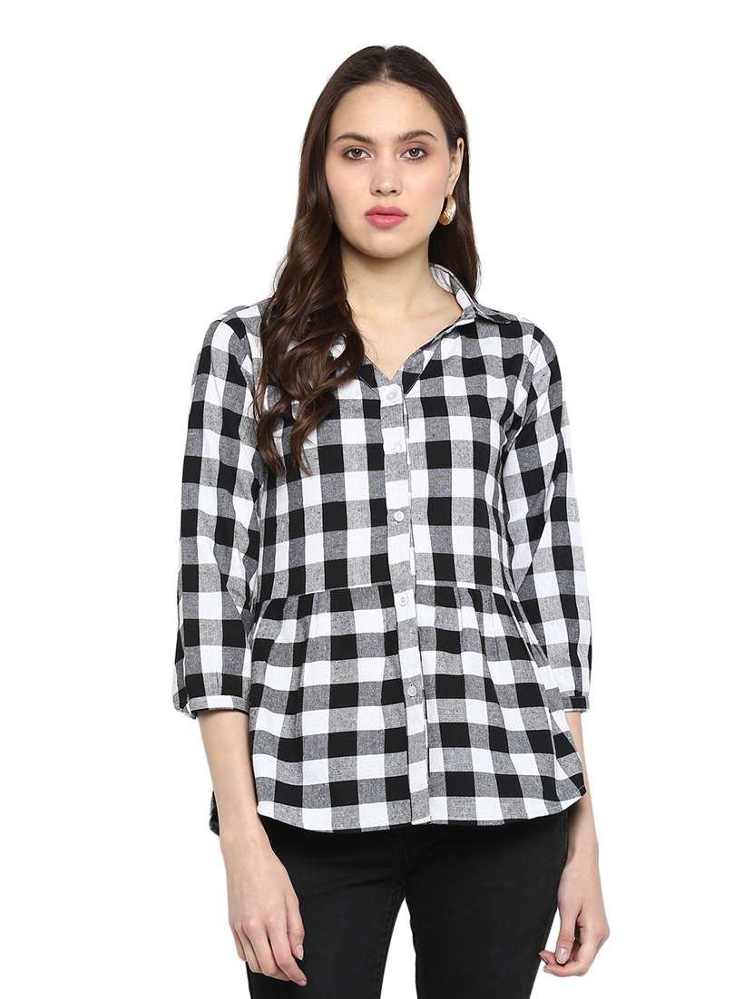 button up checkered top 