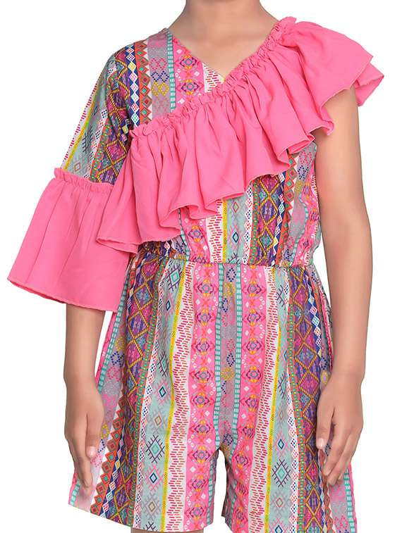 pink cotton playsuits twin sets & jump suit - 17066359 -  Standard Image - 3