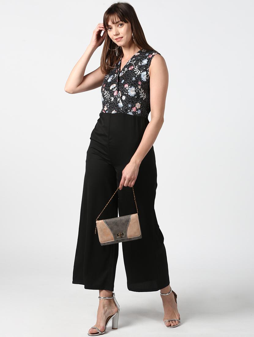 embroidered bodice full leg jumpsuit - 17067547 - Standard Image - 3