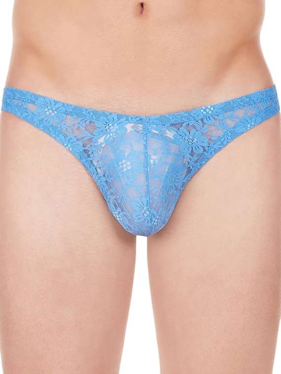 blue solid nylon hipster