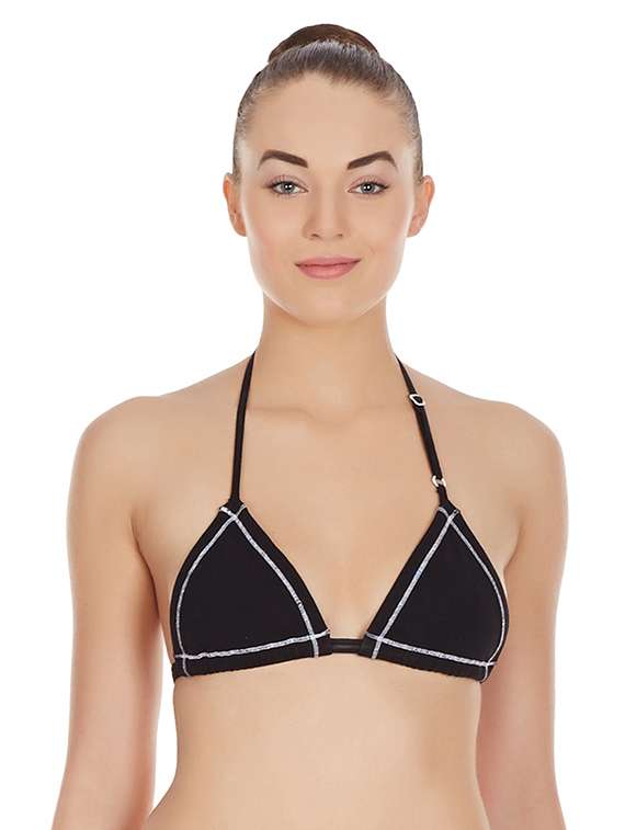 black halter neck solid bra - 17068195 - Zoom Image - 0