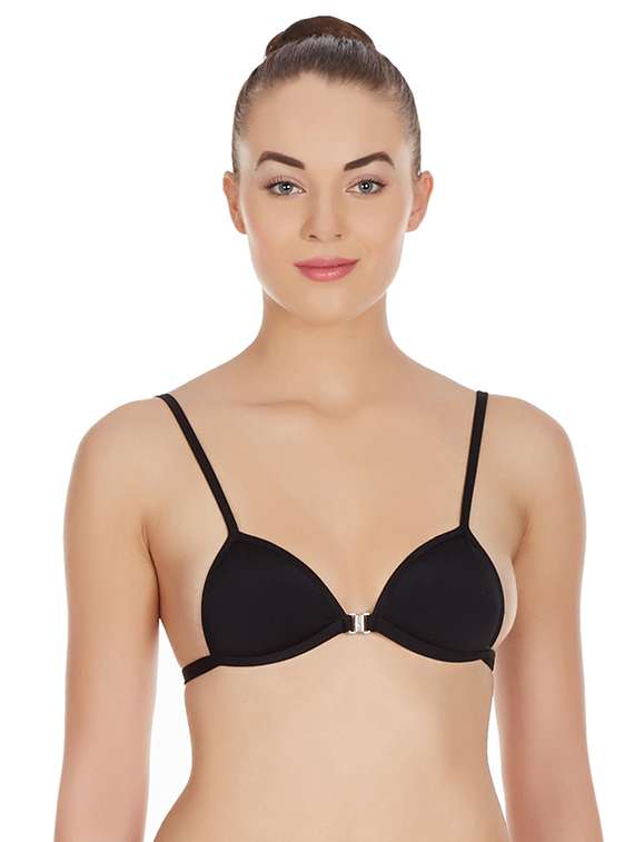 black front open solid bra - 17068197 - Zoom Image - 0