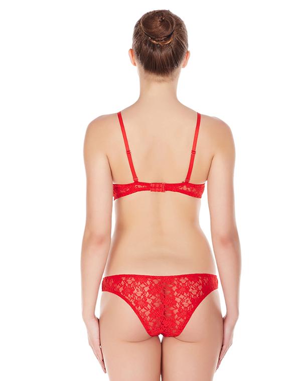red solid bras and panty set - 17068260 - Standard Image - 3