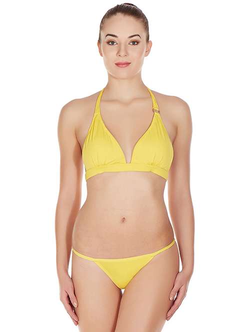yellow solid bras and panty set - 17068267 -  Standard Image - 0
