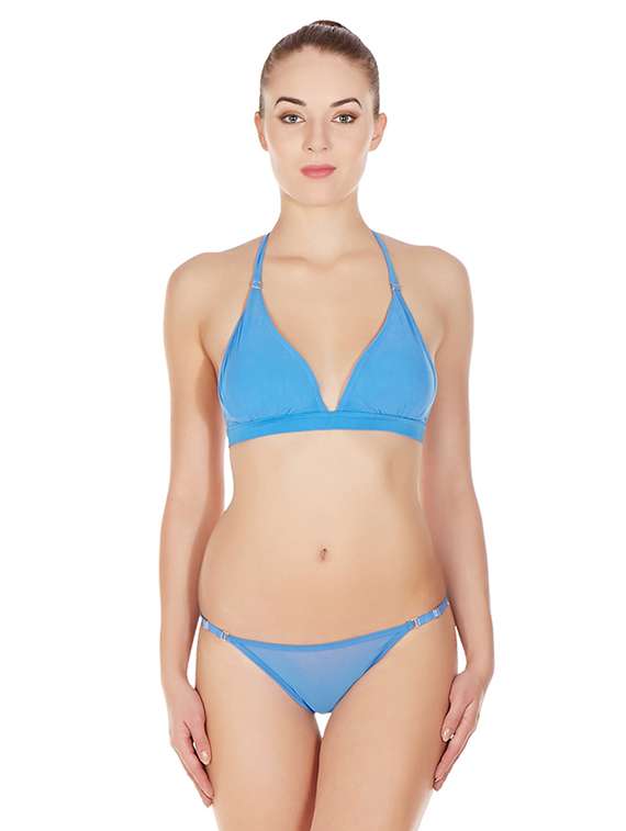 blue solid bras and panty set - 17068276 - Zoom Image - 0