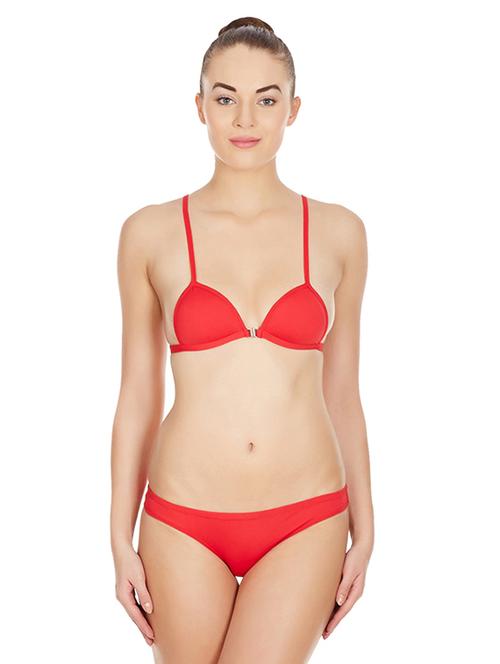 red solid bras and panty set - 17068283 - Standard Image - 0