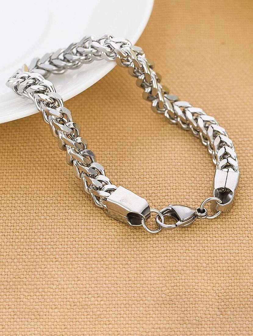 Buy online Silver, Metal Bracelet from Accessories for Men by