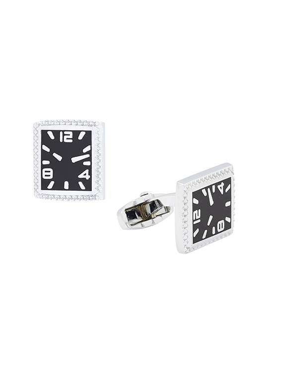 black, silver metal cufflinks