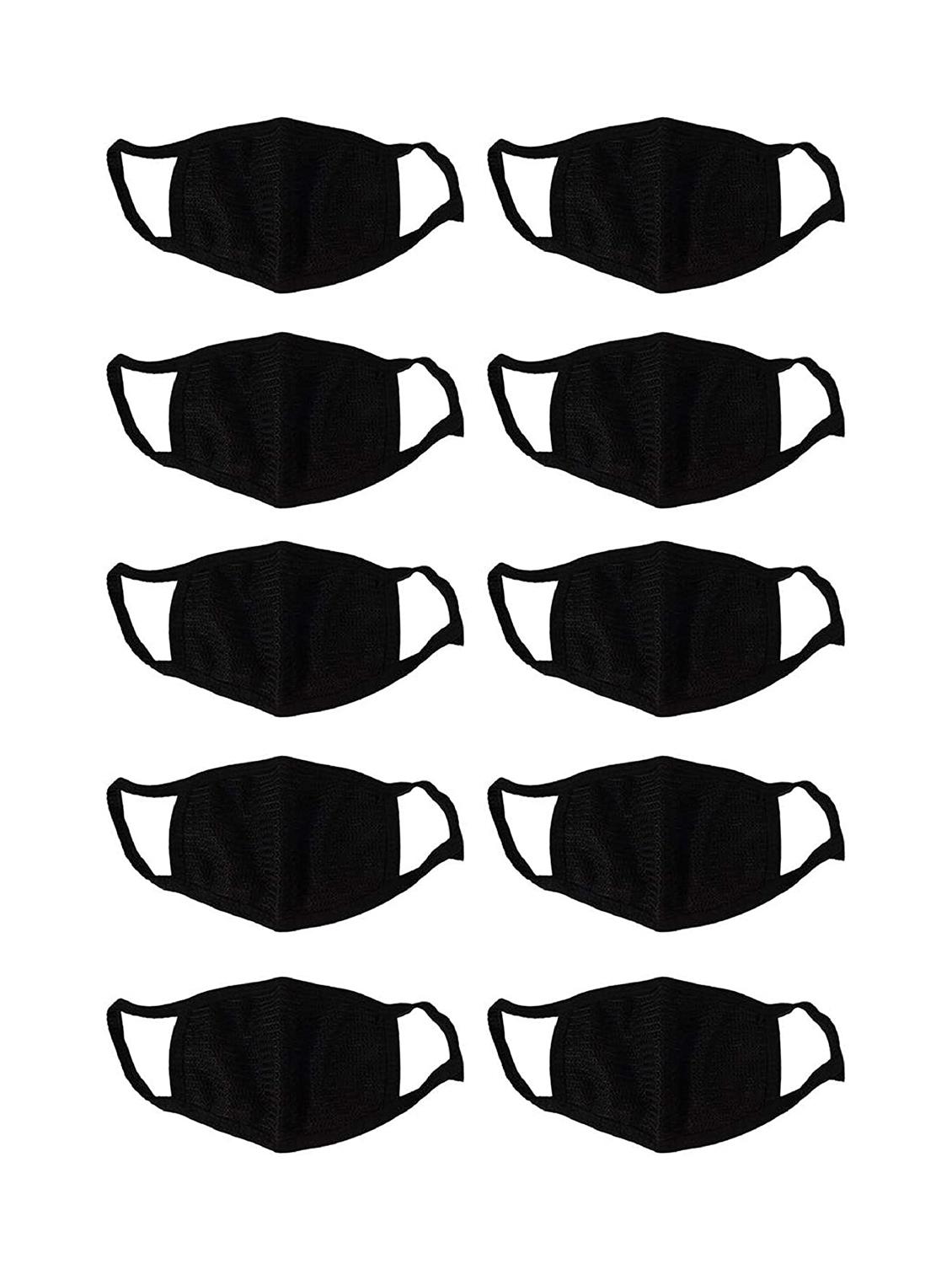 muffy cotton face mouth mask dustproof facial uv protective 3 layers cover reusable (set of 10)