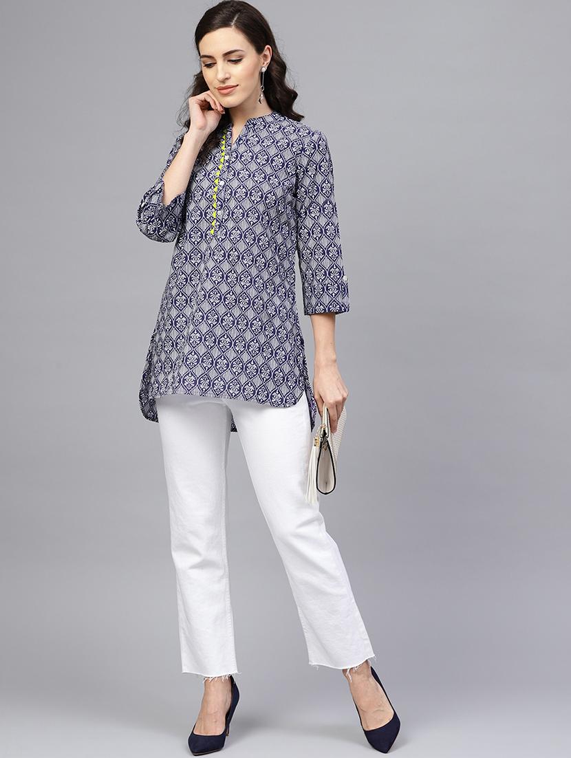 printed straight kurti - 17072277 - Standard Image - 3