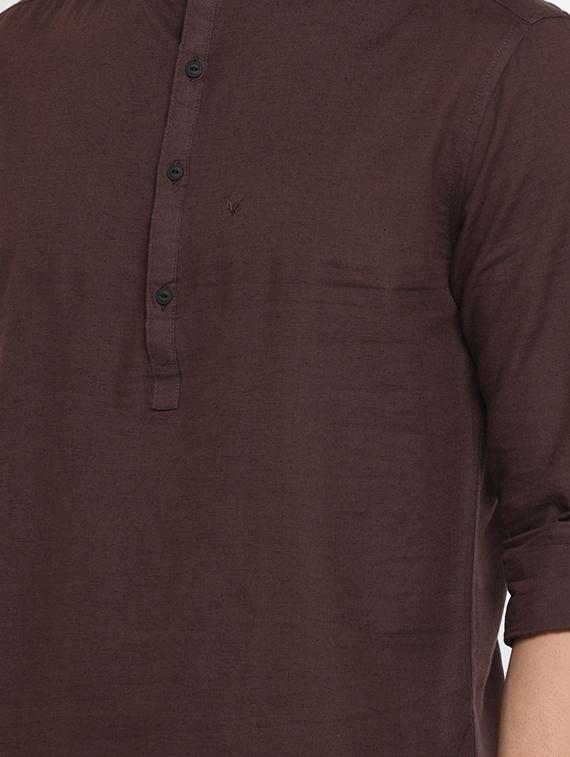 neutral linen short kurta - 17072924 - Standard Image - 3