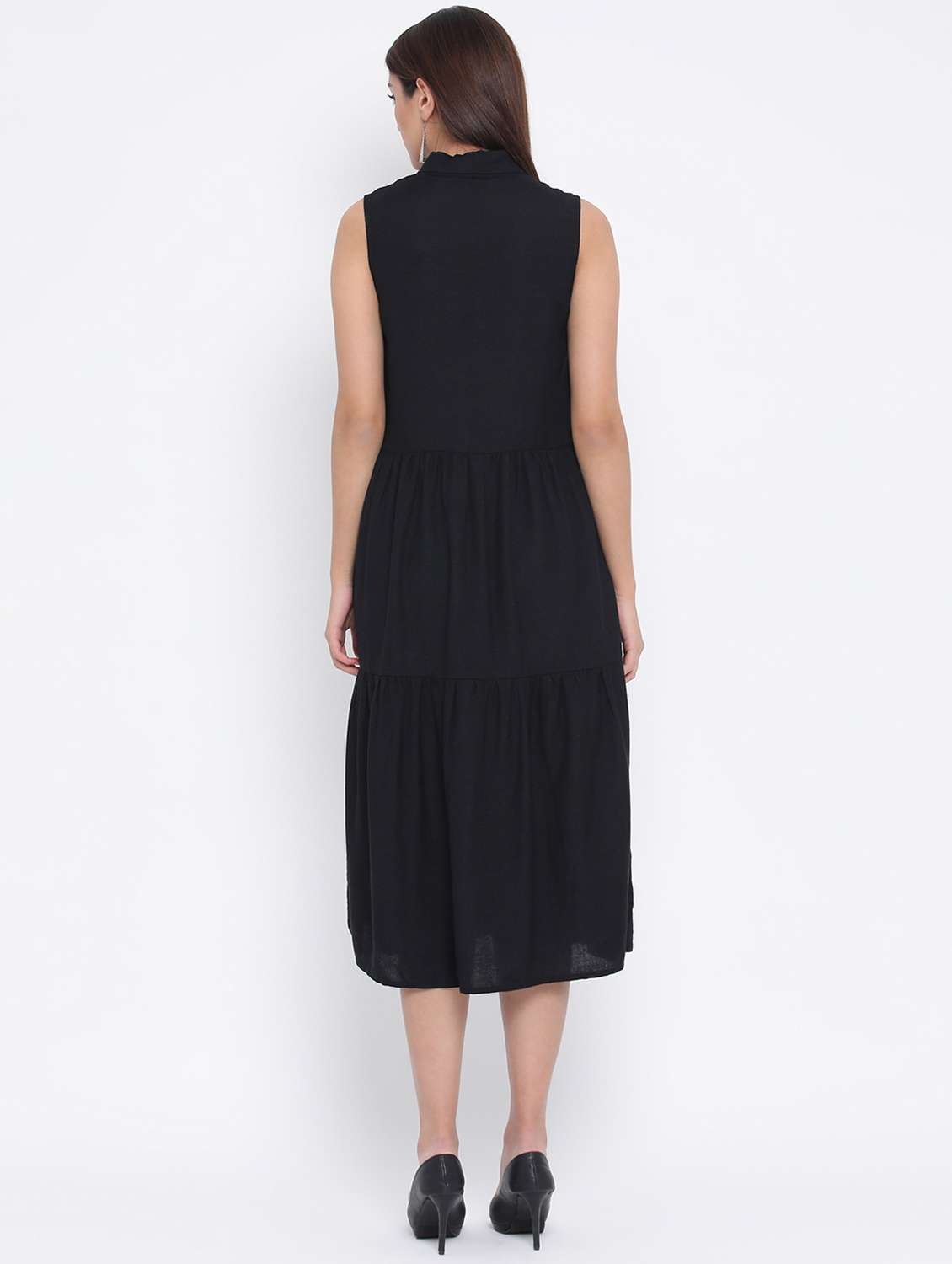 tie up neck button-up a-line dress - 17074092 - Standard Image - 3