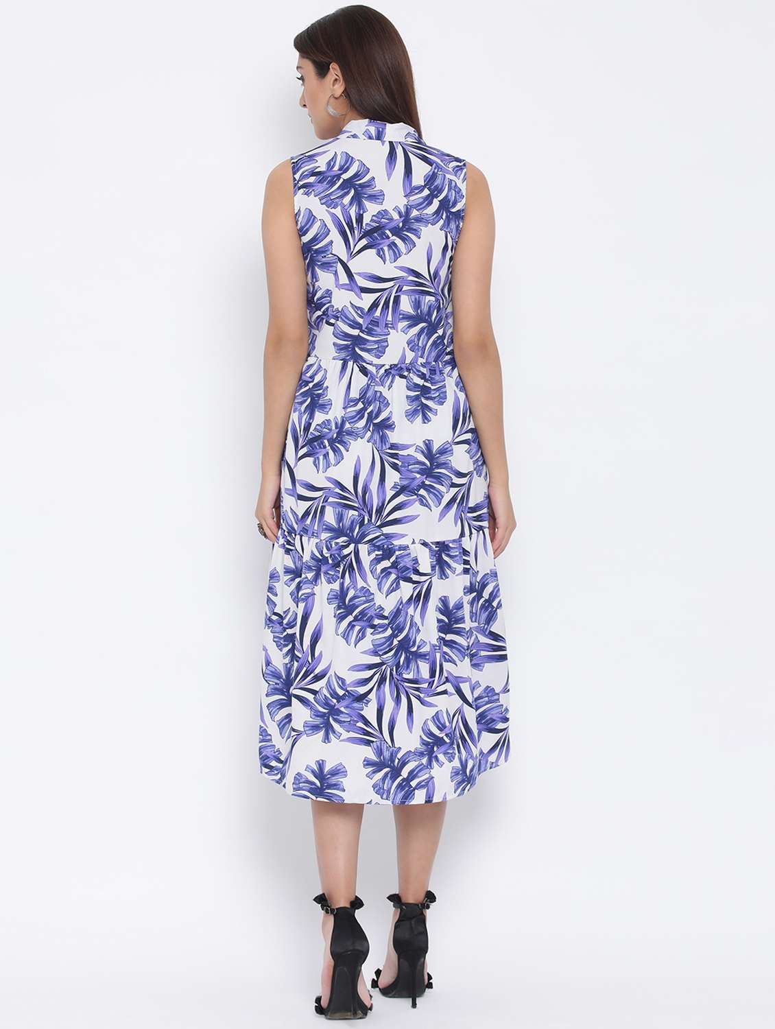 tie up neck tropical print a-line dress  - 17074094 -  Standard Image - 3