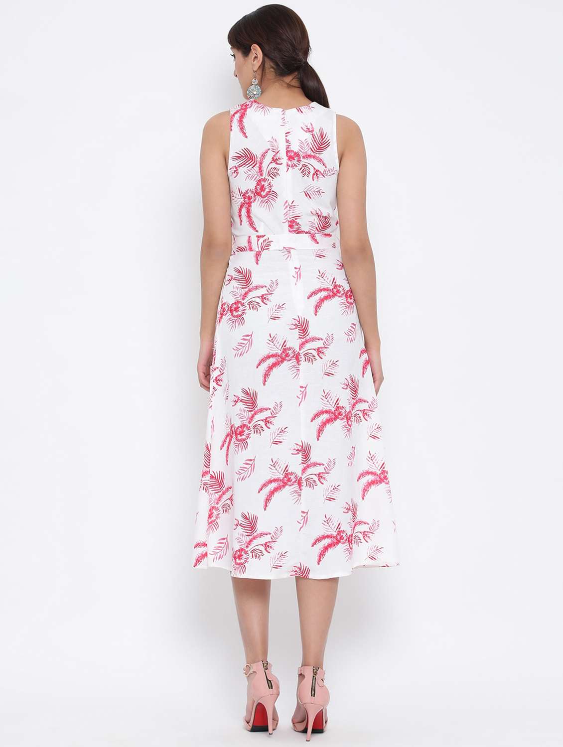 tie front floral a-line dress - 17074099 - Standard Image - 3