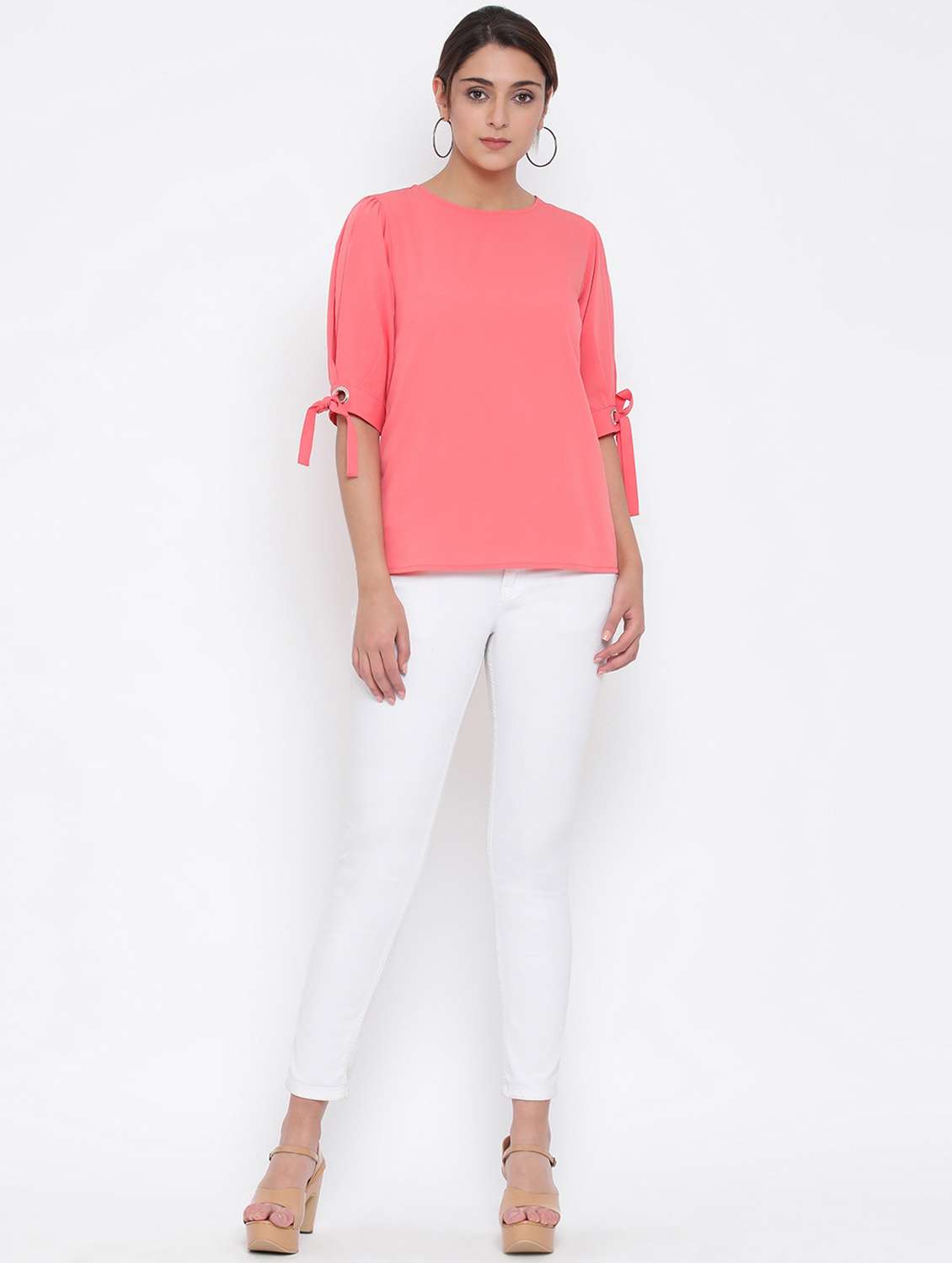 women's straight round neck top - 17074112 - Standard Image - 3