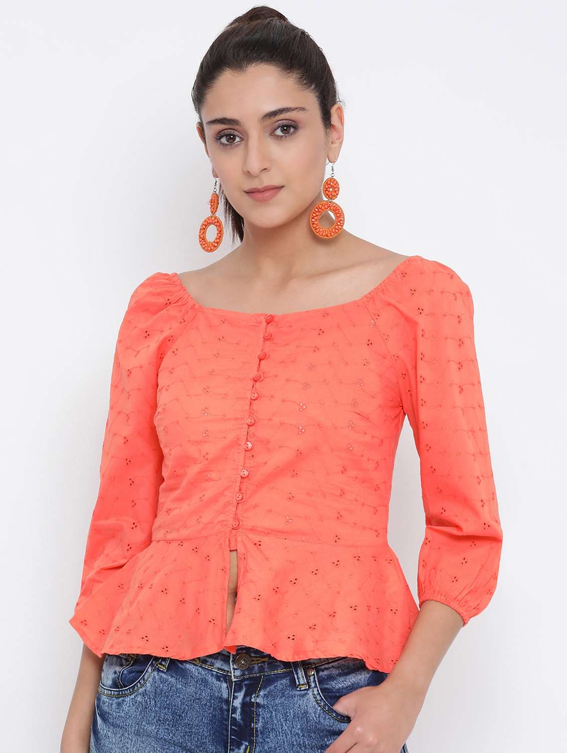 women's peplum boat neck top - 17074135 -  Zoom Image - 0