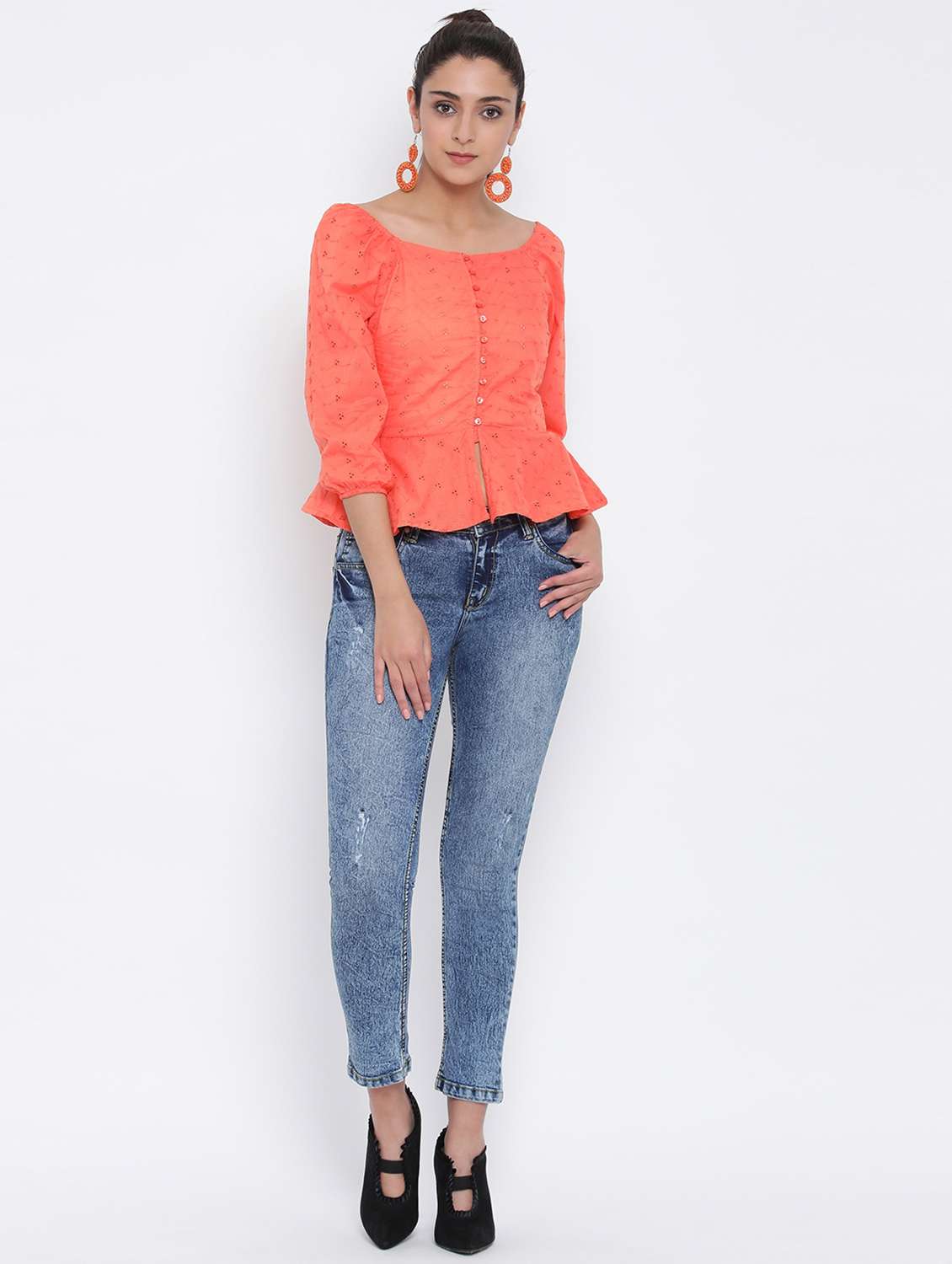 women's peplum boat neck top - 17074135 -  Standard Image - 3