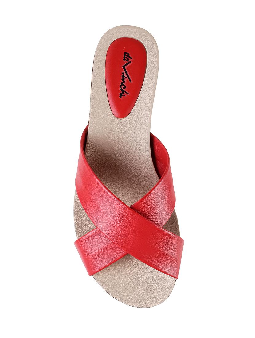 red slip on sandals