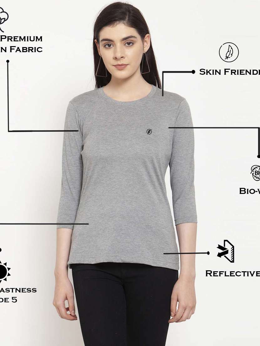 women's plain round neck t-shirt - 17076906 -  Standard Image - 3