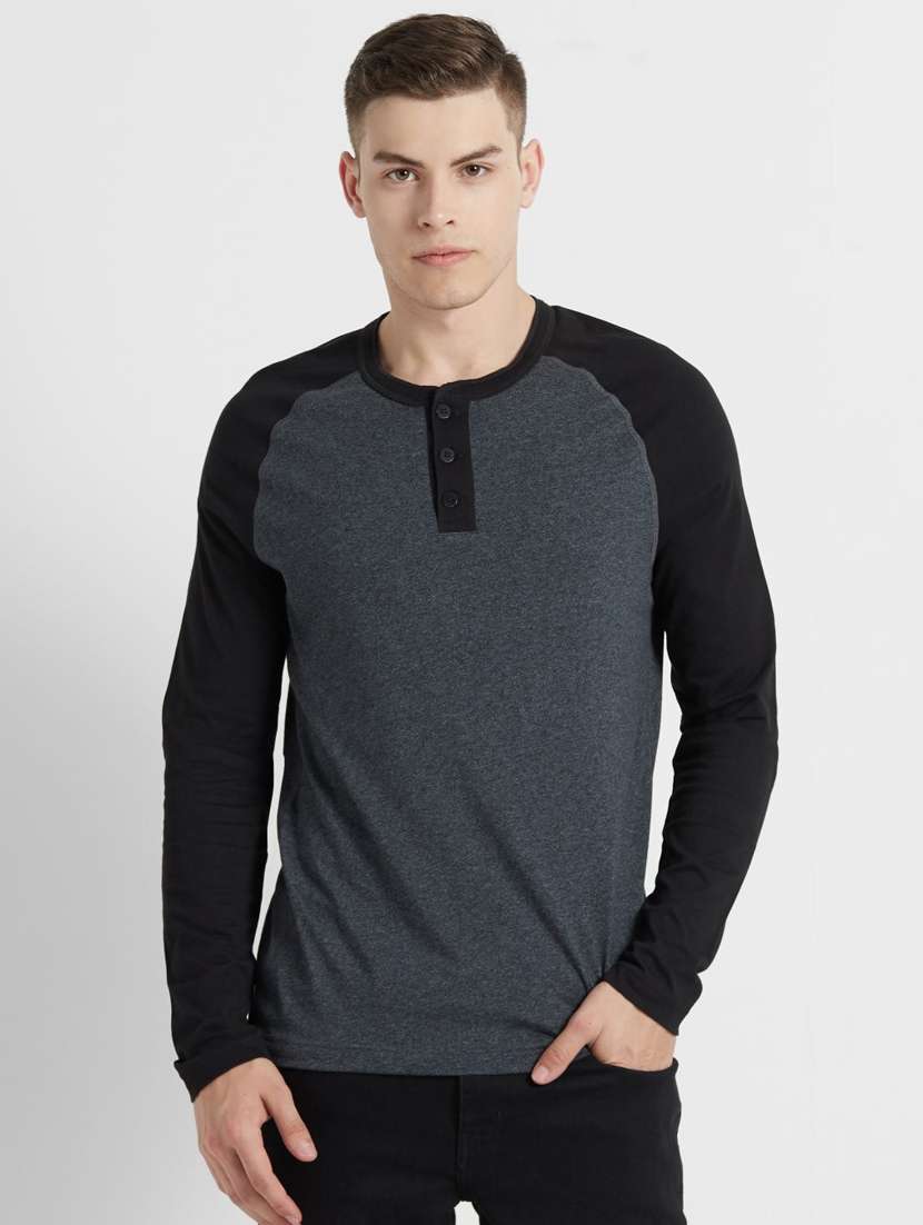 grey color block raglan tshirt