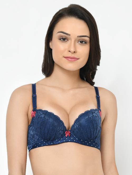 blue polyester push up bra - 17081001 -  Standard Image - 0