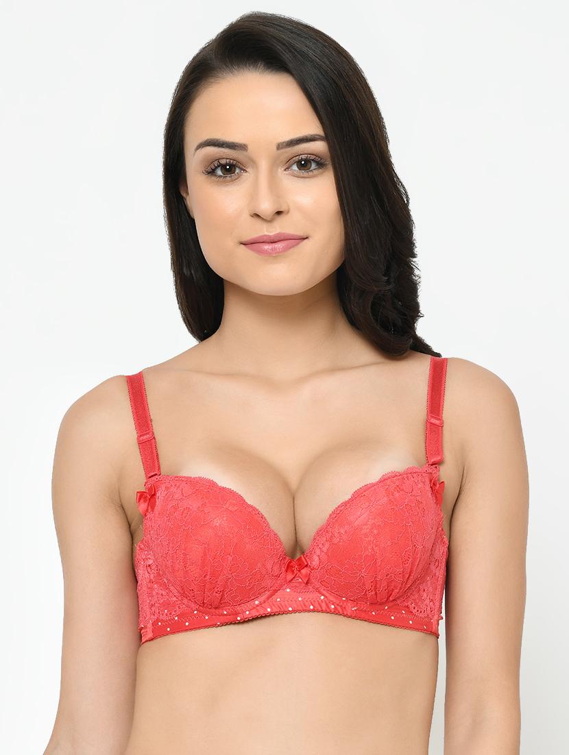 red polyester push up bra - 17081003 - Zoom Image - 0